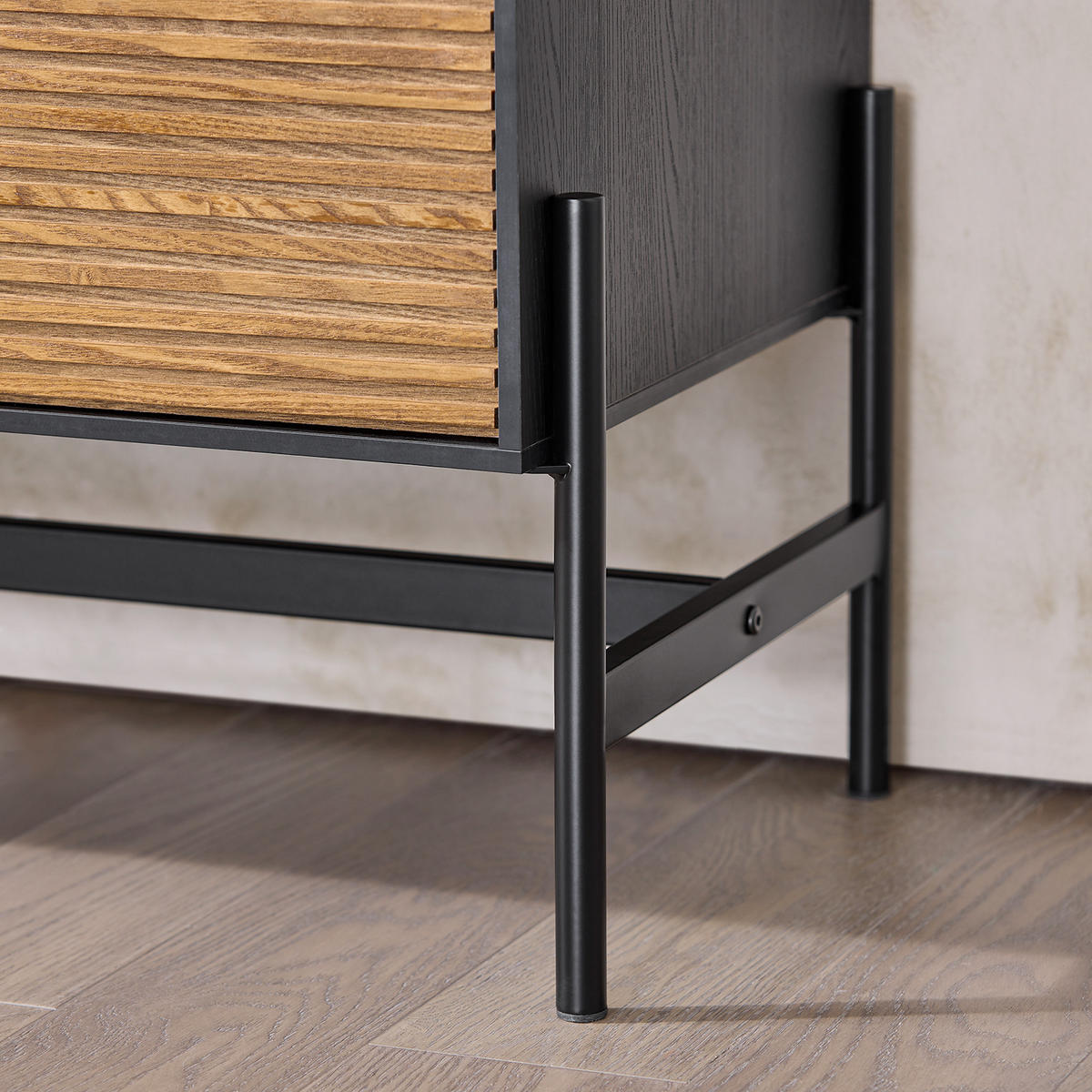 SIDEBOARD Schwarz-Natur - Schwarz/Naturfarben, Holzwerkstoff/Metall (114/83/40cm) - SoBuy