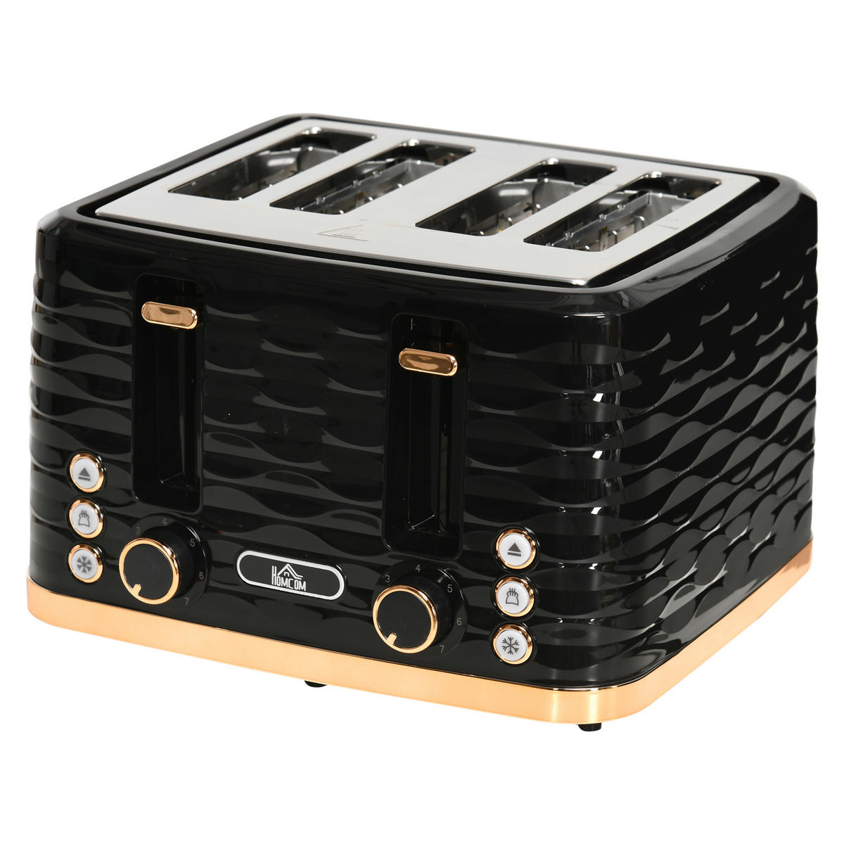 TOASTER DE-07878 4-Scheiben, wellenförmiges Design, mit Krümelfach Schwarz - Schwarz, Kunststoff (27.5/18.9/29.2cm) - ComfortXL