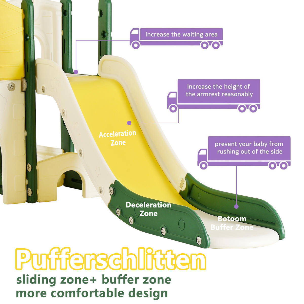 KINDERRUTSCHE 7 in 1, Gelb/Grün - Grün, Kunststoff (203/166cm)
