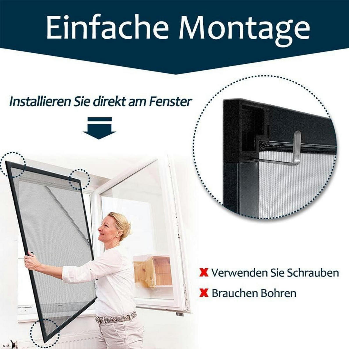 FLIEGENGITTER Fenster 80 x 100 cm Anthrazit - Anthrazit, Metall (80/1/100cm)