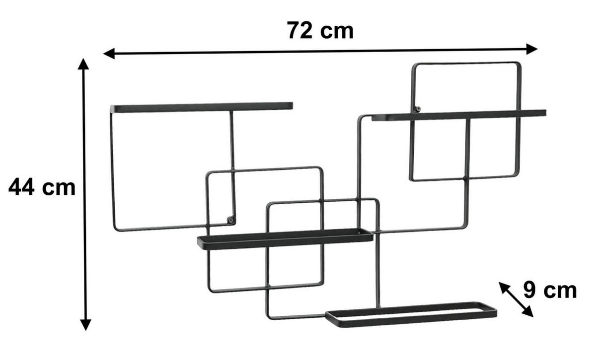 WEINREGAL für 4 Flaschen Wand Metall Schwarz Wine Line - Schwarz, Metall (72/44/9cm) - DanDiBo