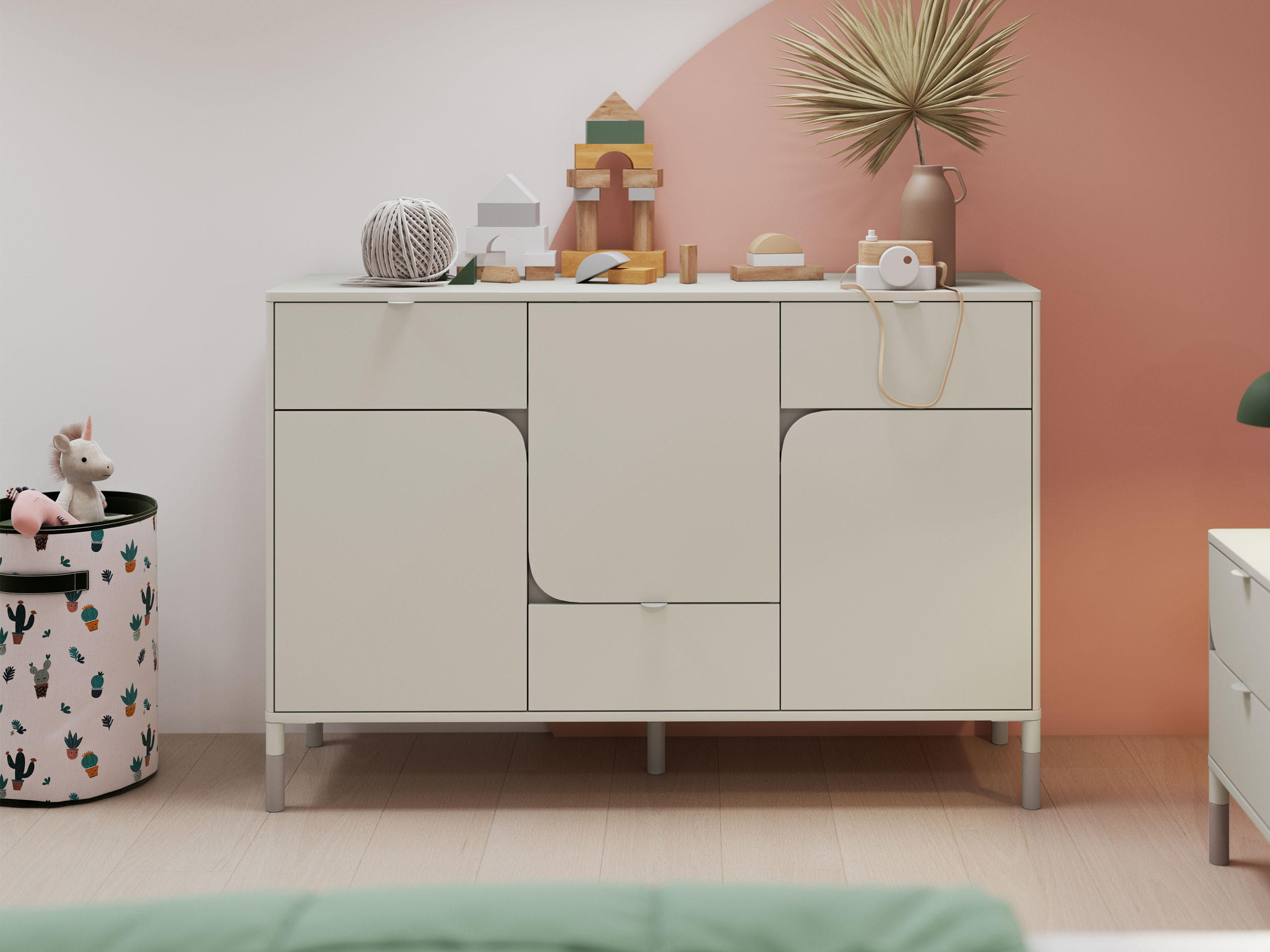 KINDERKOMMODE Harmony 3D3S HR06 - Kaschmir/Trüffeleichefarben, Holzwerkstoff/Kunststoff (130/87/40cm) - MIRJAN24