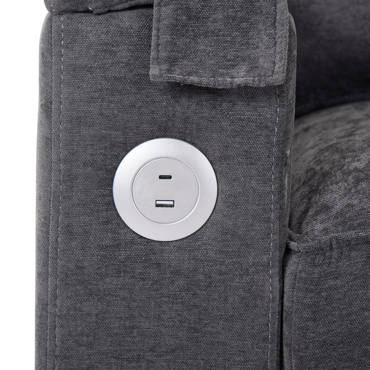 SOFA 3-in-1 Schlafsofa 2-Sitzer USB Ausziehbar Daybed Grau - Grau, Textil (140.5/82/74cm) - FLIEKS