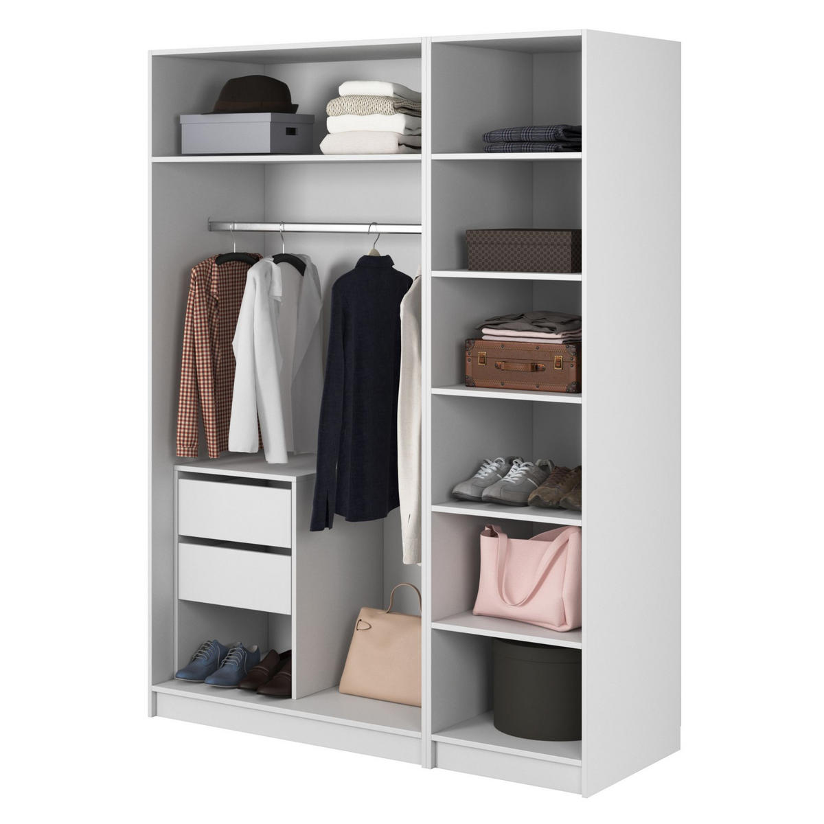 KLEIDERSCHRANK Frame Weiß 150 cm - Goldfarben/Weiß, Holzwerkstoff/Metall (150/200.5/57cm) - Selsey
