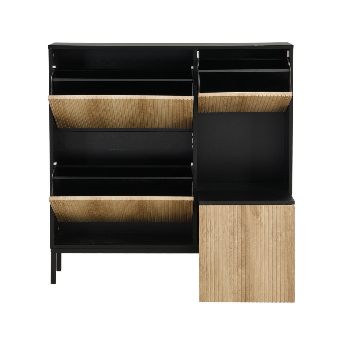 SCHUHSCHRANK 100/25/100 cm schwarz/natur aus MDF mit Sitzbank - Schwarz, Holzwerkstoff (100/100/25cm) - OKWISH