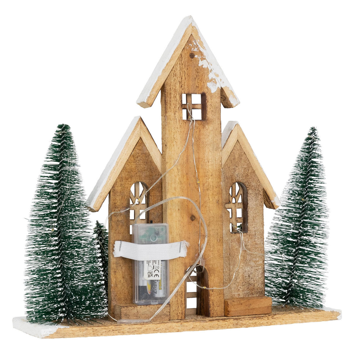 DEKOFIGUR Haus LED 30 cm - Beige, Holz (9/30/32cm) - Home Styling Collection