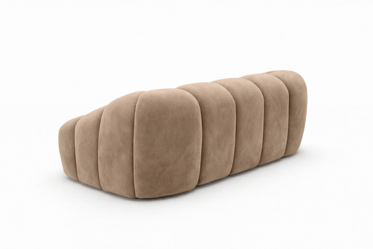 SOFA 2-Sitzer modular, Veloursstoff Bluvel, Latte, CROISSANT - Hellbraun, Holz (200/72/115cm) - Kaiser Möbel