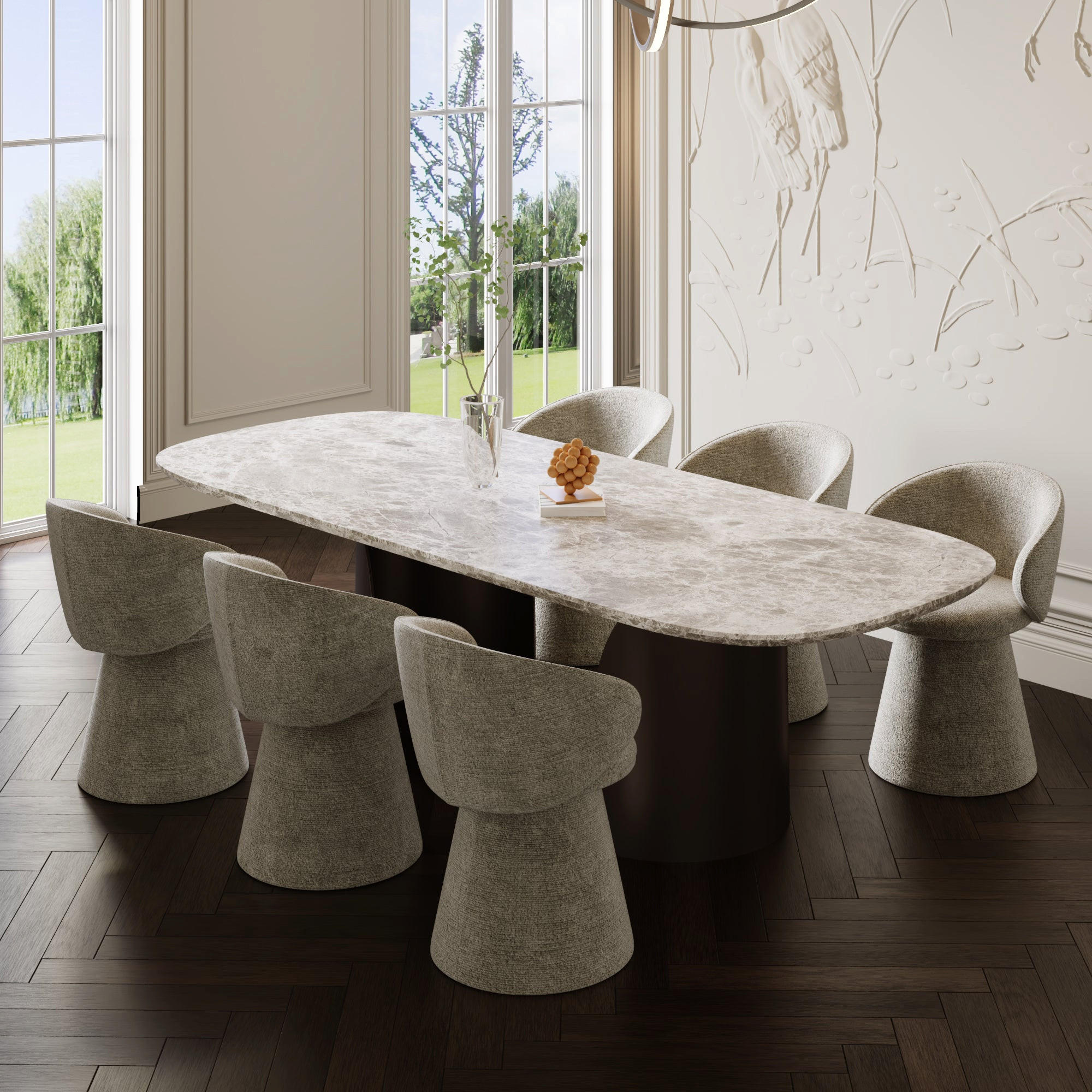 STUHL Texturierter Samt Taupe 54cm - Taupe, Textil (54/77.5/53.5cm) - Sia Home