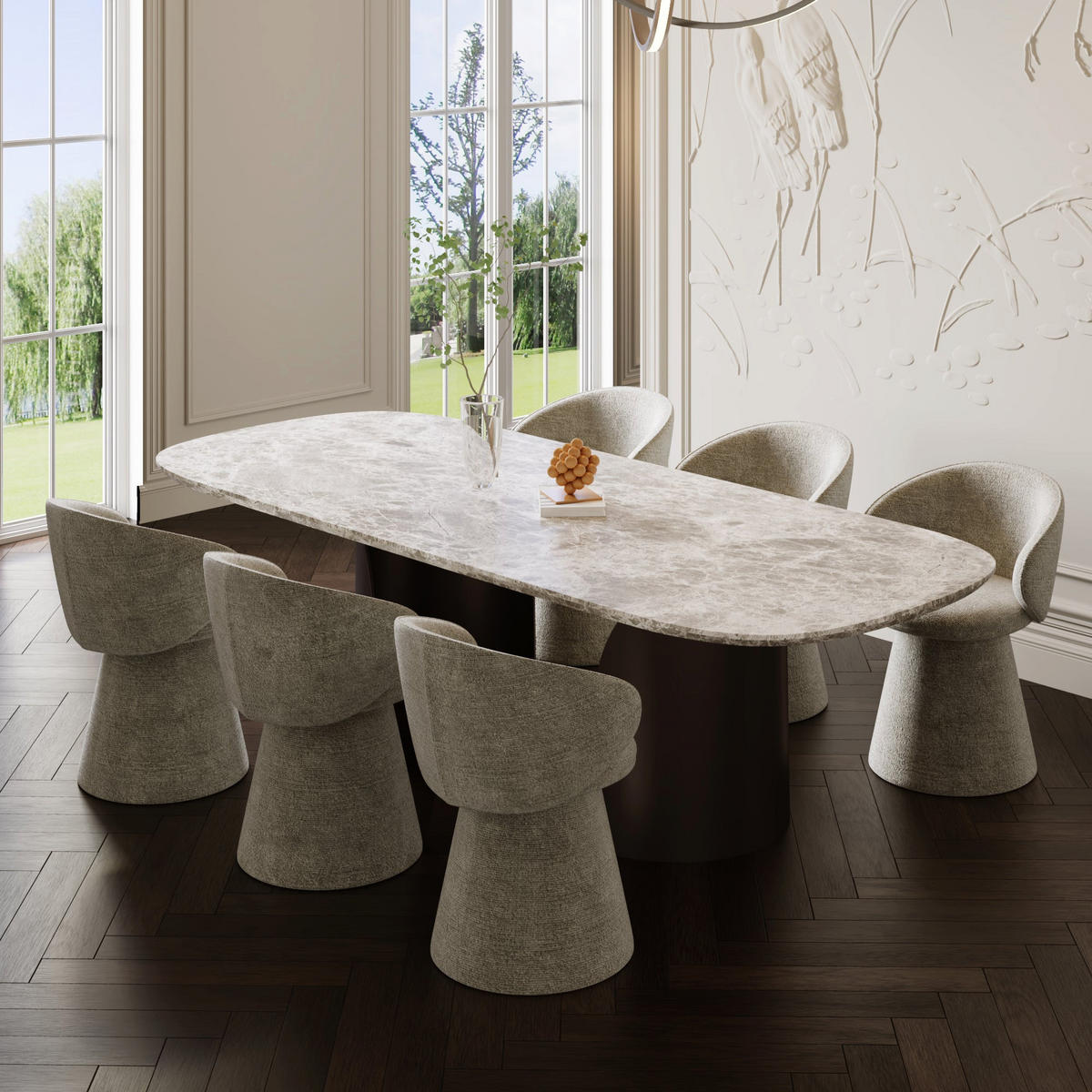 STUHL Texturierter Samt Taupe 54cm - Taupe, Textil (54/77.5/53.5cm) - Sia Home