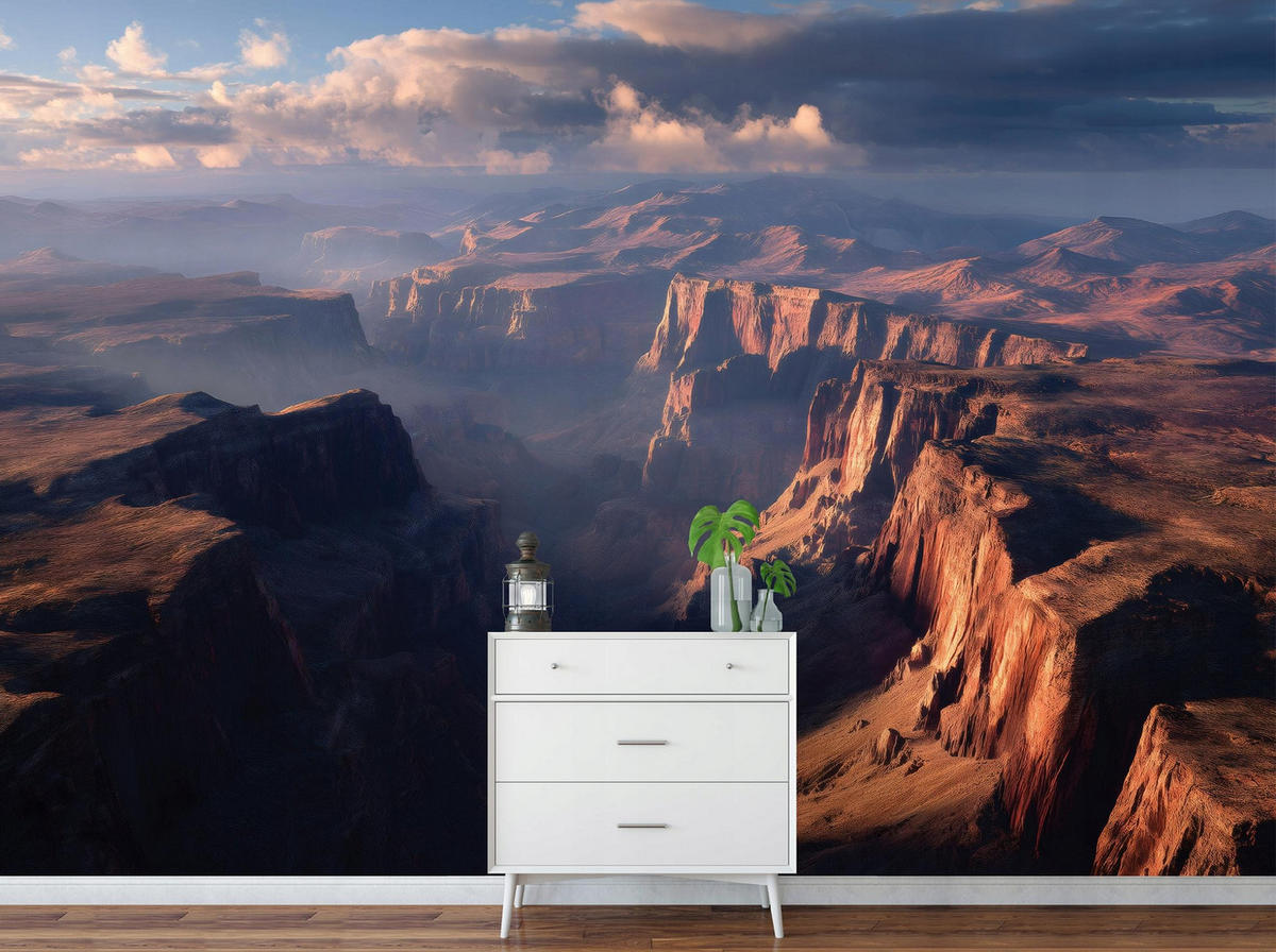 FOTOTAPETE Gebirge Landschaft Blau 400x280 cm - Multicolor, Papier (400/280cm) - Wallarena