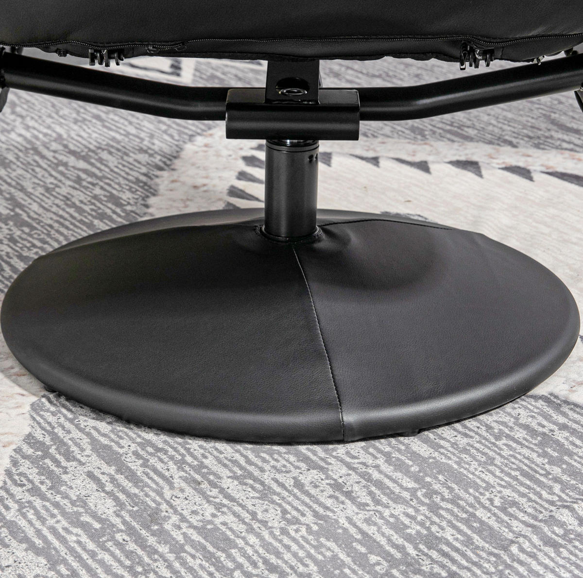 RELAXSESSEL 76/81/101 cm manuell verstellbar mit Hocker und Drehfunktion - Schwarz, Metall (81/101/76cm) - BEAOK