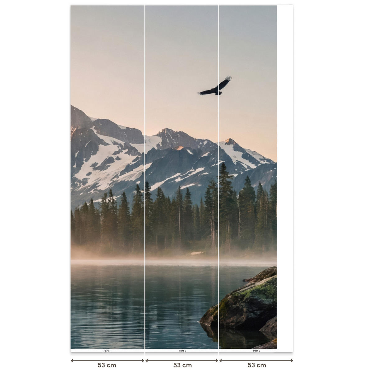 TAPETE - Berge - Wasser - Bäume - 140x240 cm - Multicolor, Papier (140/240cm) - OnlyWow