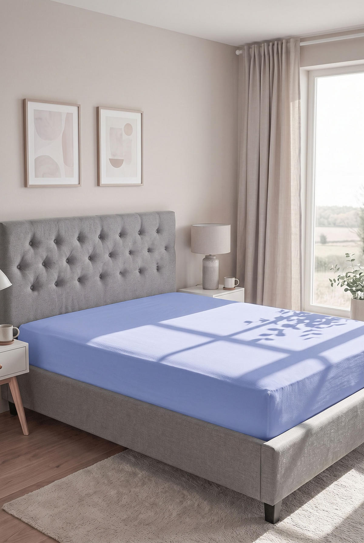 SPANNBETTTUCH Basic Jersey blau, 140x200 cm - 160x200 cm - Blau, Textil (160/200cm) - biberna
