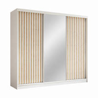 KLEIDERSCHRANK Lumil 240 cm Weiß Spiegel Griffe silber - Weiß, Holzwerkstoff (240/216/61cm) - KS Home Concept