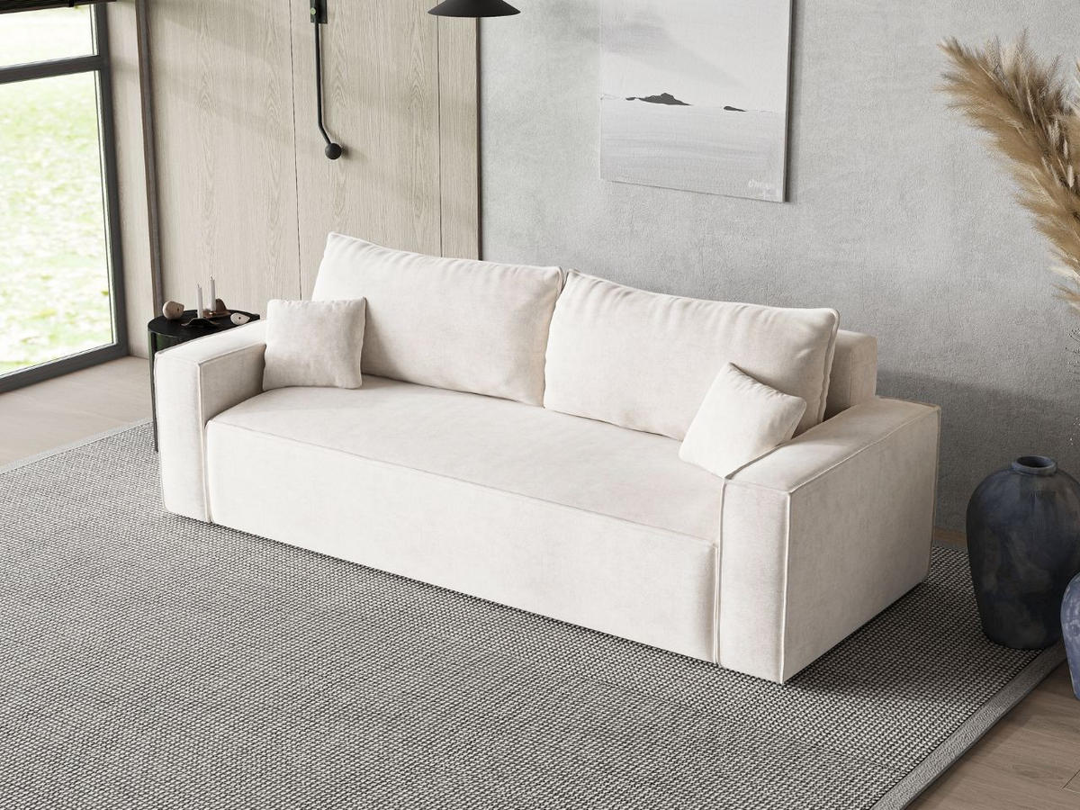 SOFA 230/90/70 Creme Sivra - Creme, Kunststoff/Textil (230/70/90cm) - Graingold
