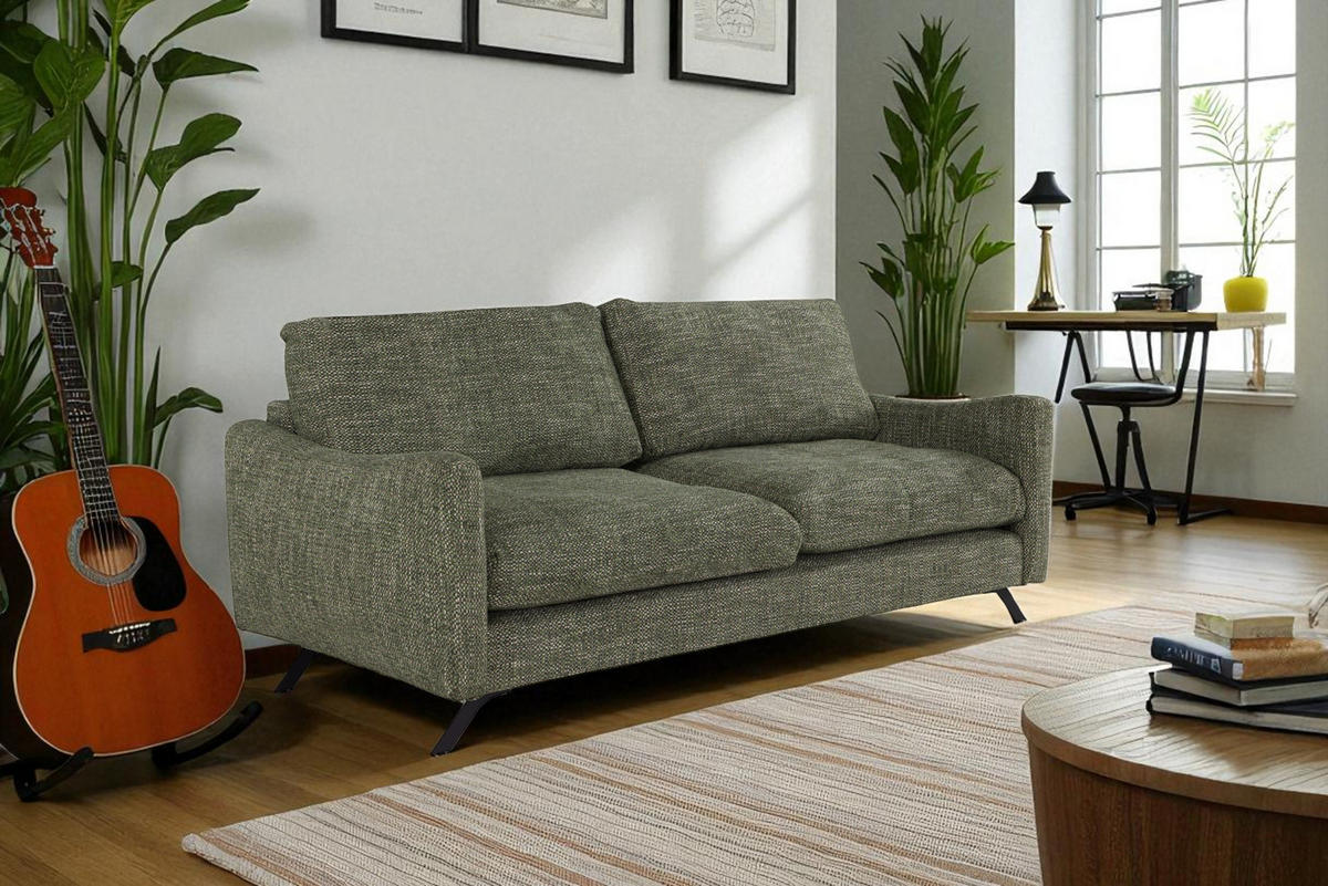 SOFA CLOUD mit schwarz Metallbeinen, Grün - Grün, Textil (235/98/107cm) - KS Home Concept