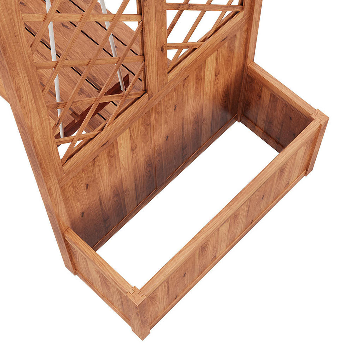 BLUMENKASTEN mit Spalier als Kletterhilfe，Braunes Massivholz - Braun, Holz (70/163/142cm) - KOMHTOM