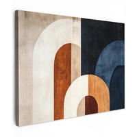 LEINWANDBILD Abstrakt - Formen - Dunkelblau 40x30 cm - Cognac, Textil (40/30cm) - MuchoWow