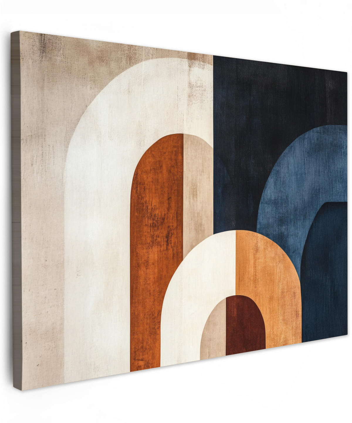 LEINWANDBILD Abstrakt - Formen - Dunkelblau 40x30 cm - Cognac, Textil (40/30cm) - MuchoWow