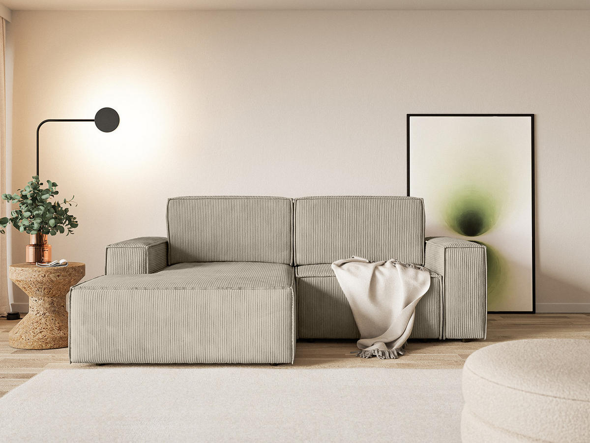 ECKSOFA KOKKO MINI mit Schlaffunktion, Beige - Beige, Textil (240/167cm) - Fedve
