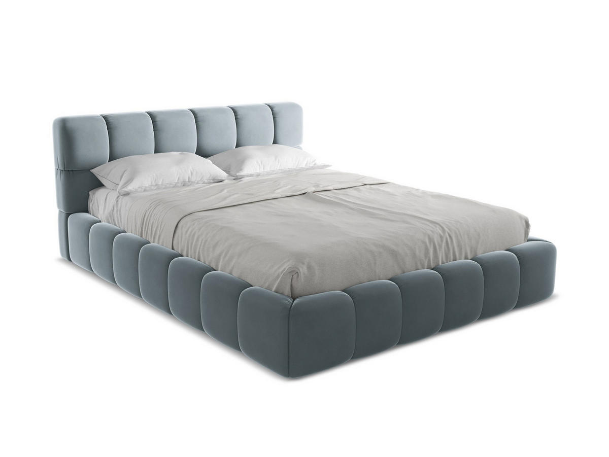 POLSTERBETT mit Bettkasten und Lattenrost 180x228 Blau - Blau/Schwarz, Kunststoff/Textil (160/200cm) - Makamii