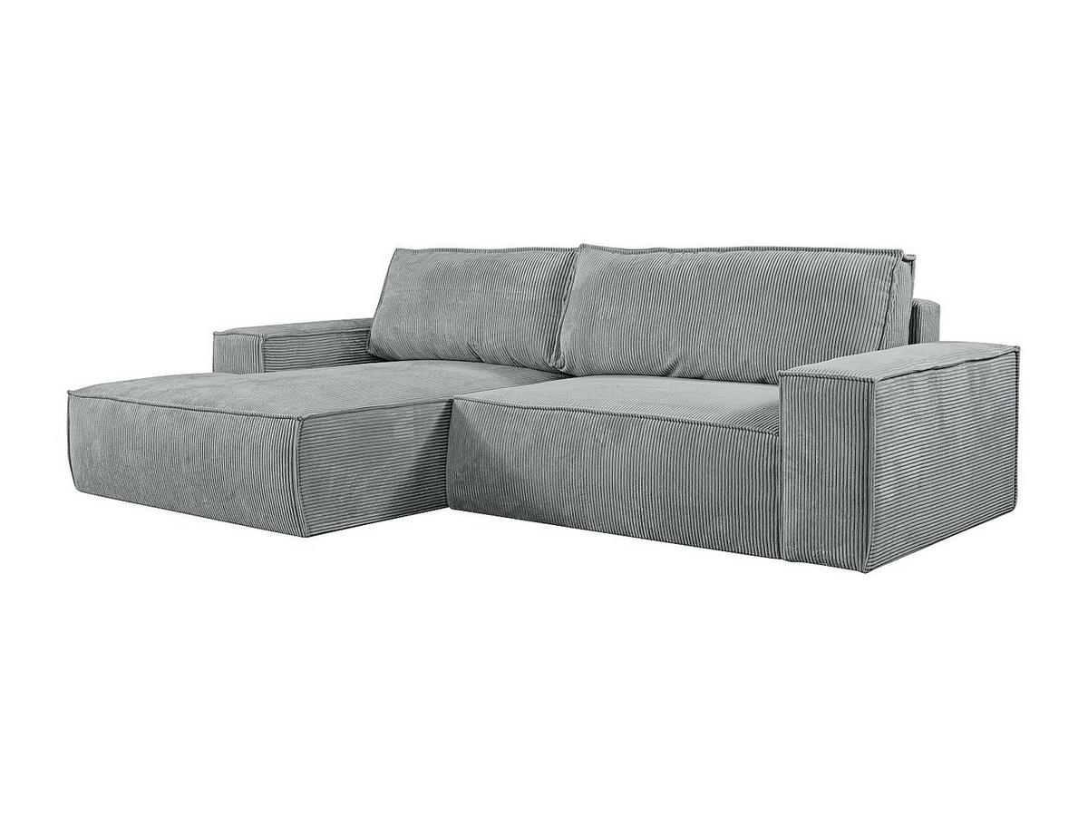 ECKSOFA mit Schlaffunktion - Ecke Links - Cord - Hellgrau - AMELIA - Grau, Textil (267/167cm) - Vente-Unique