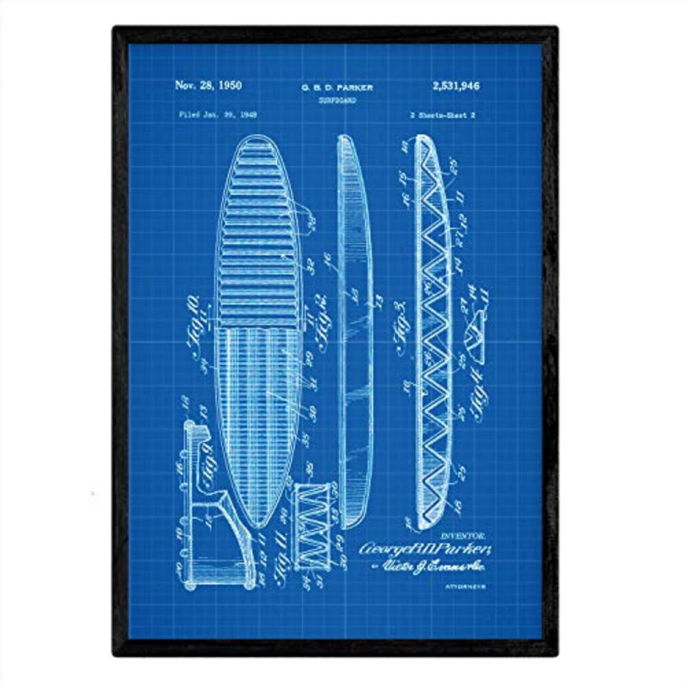 POSTER Surfbrett Patent A3 Rahmenlos - Klar, Papier (29.7/5/42cm) - Nacnic