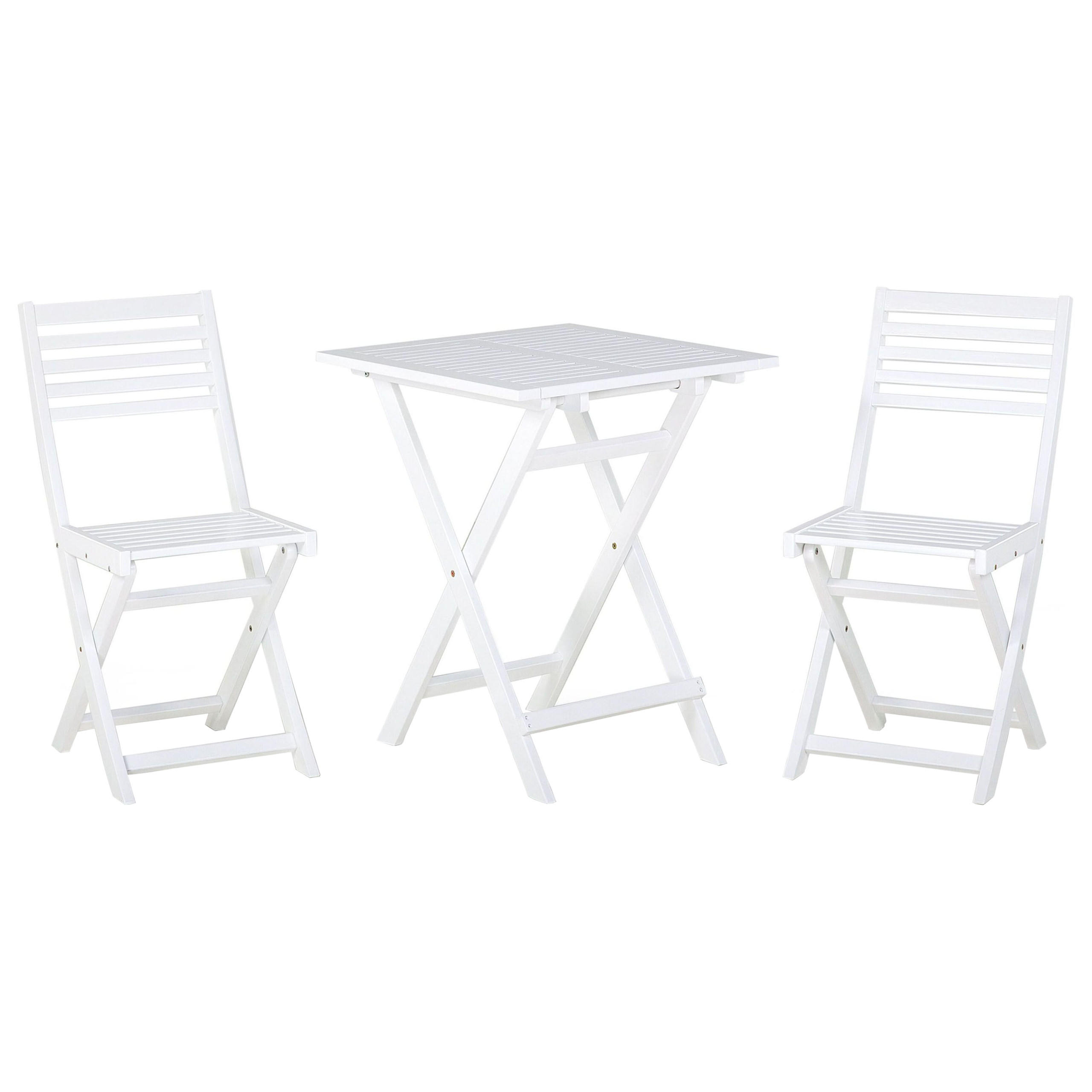SET ZA BALKON 2-sjed bagremovo drvo bijeli Fiji - bijela, drvo - Beliani