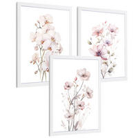 POSTER 3er-Set Wandbilder Orchidee Rosa modern Wohnzimmer Deko, Schlafzimmer, Küche, Badezimmer Rahmenlos A4 - Weiß, Papier (29.7/1/21cm) - Nacnic