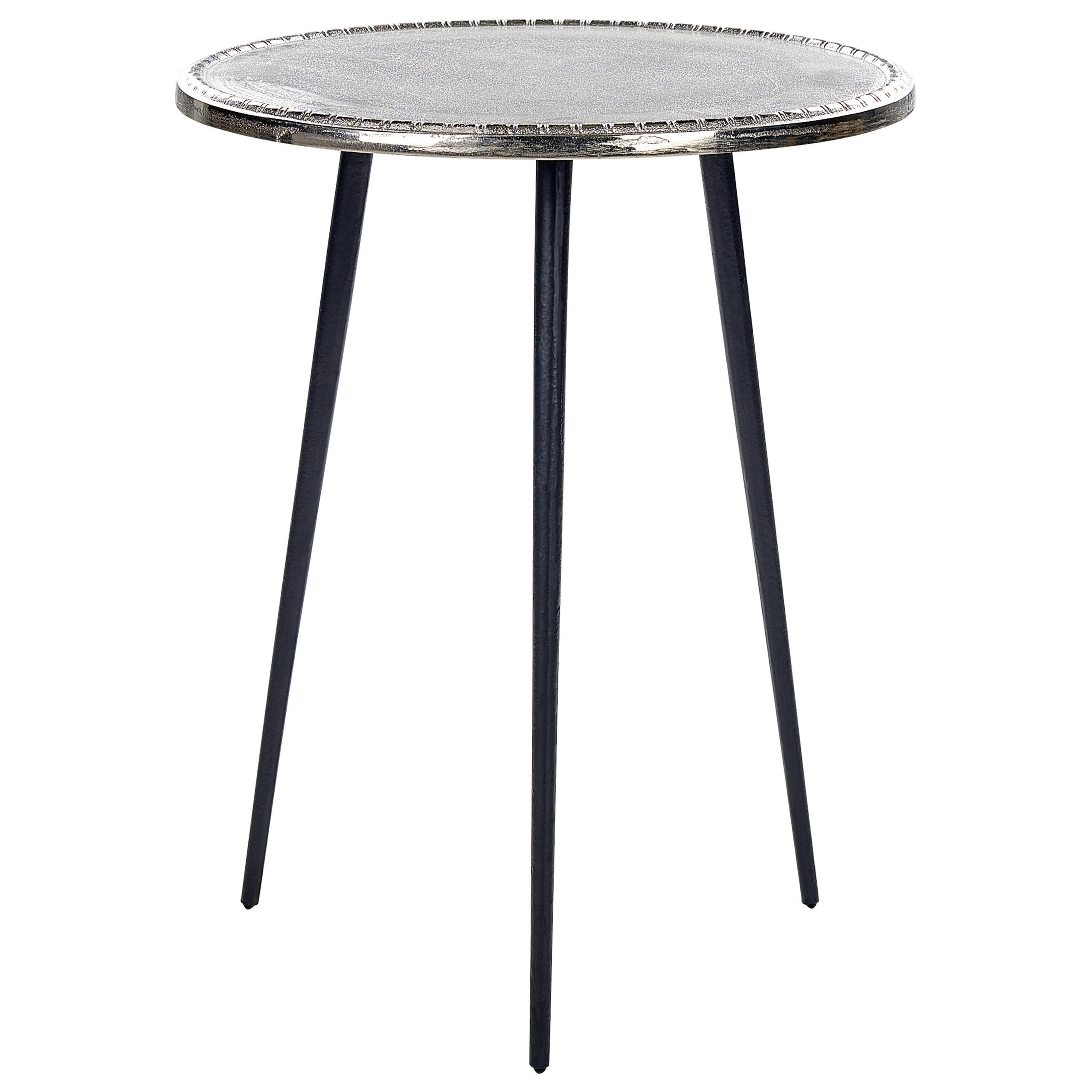 BEISTELLTISCH silber/schwarz rund 43 cm Telfer - Silberfarben/Schwarz, Metall (43/43/55cm) - Beliani