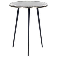 BEISTELLTISCH silber/schwarz rund 43 cm Telfer - Silberfarben/Schwarz, Metall (43/43/55cm) - Beliani