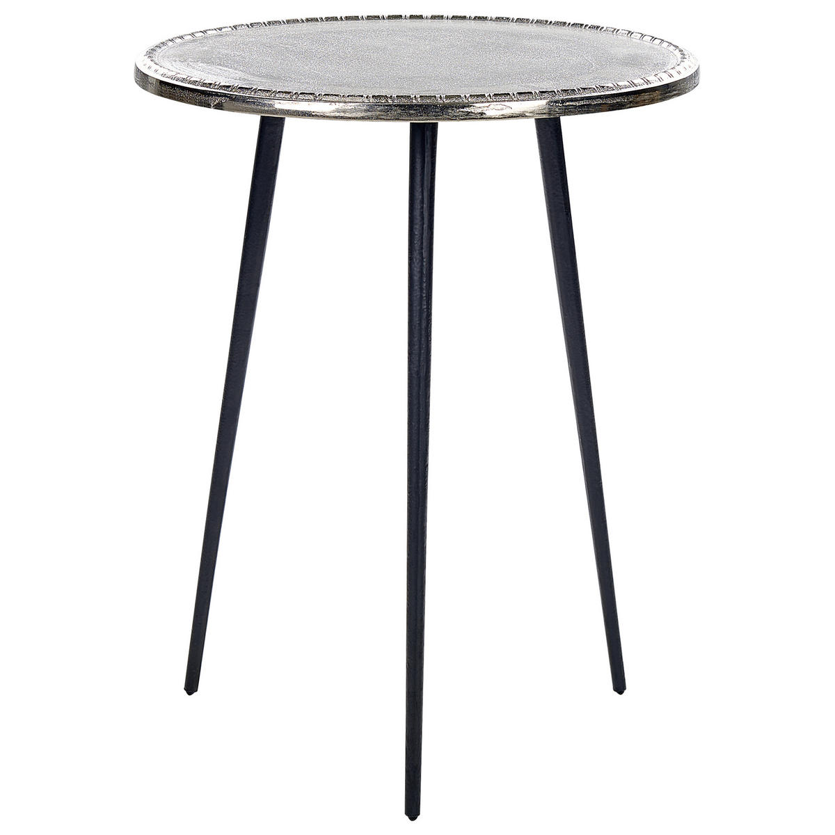 BEISTELLTISCH silber/schwarz rund 43 cm Telfer - Silberfarben/Schwarz, Metall (43/43/55cm) - Beliani