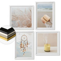 WANDBILDER 4er-Set - 50x50 cm & 40x60 cm Weißer Rahmen - Sommerlandschaften im Boho-Stil - Weiß, Kunststoff (50/50cm) - ArtPrintCave