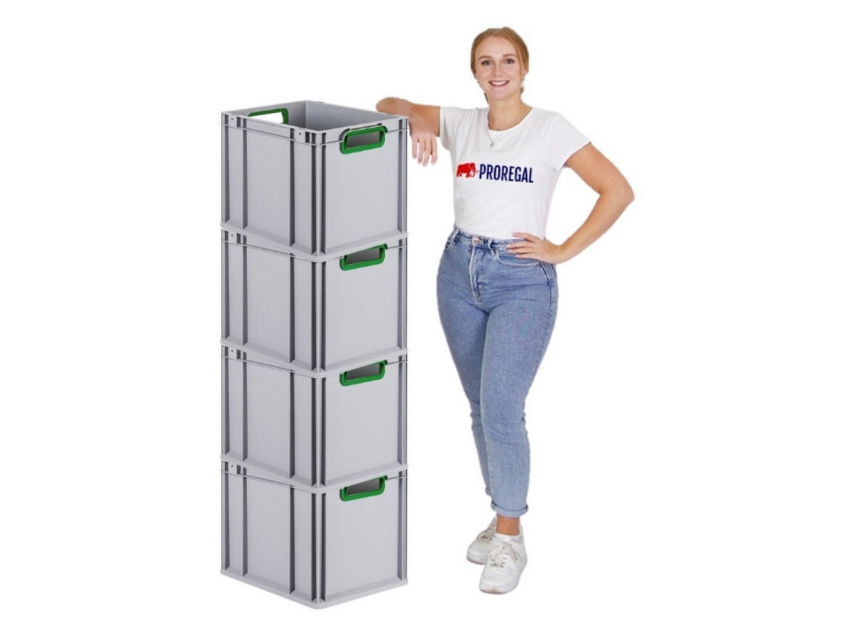 EUROBOX 4x Nextgen Color 32x30x40cm 30 Liter Griffe Grün Offen - Grün, Kunststoff (30/32/40cm) - PROREGAL