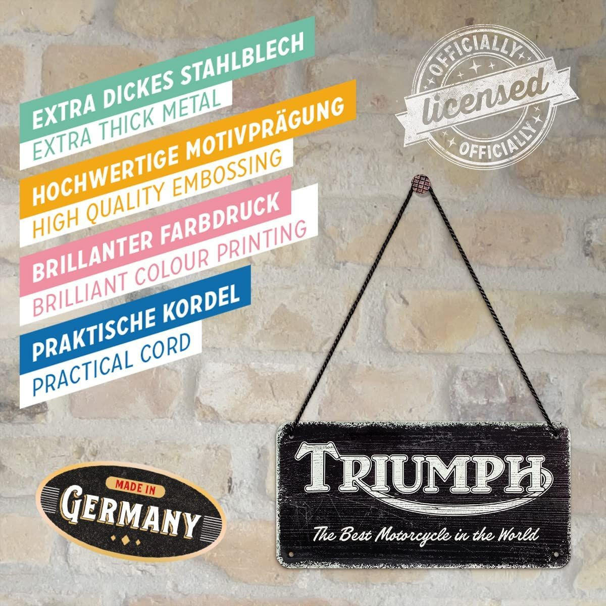 HÄNGESCHILD 10/20 cm Triumph Triumph Logo Black Wood - Multicolor, Metall (20/10/0.2cm) - Nostalgic-Art