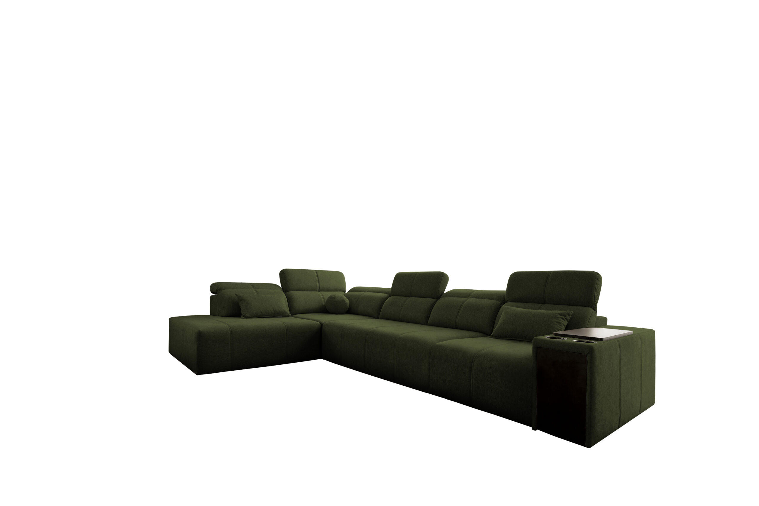 ECKSOFA L-Form Mindy XI Mit Schlaffunktion Und Verstellbarer Rückenlehne Stoff Verita Dunkelgrün Links - Dunkelgrün, Holz/Textil (230/350cm) - Kaiser Möbel