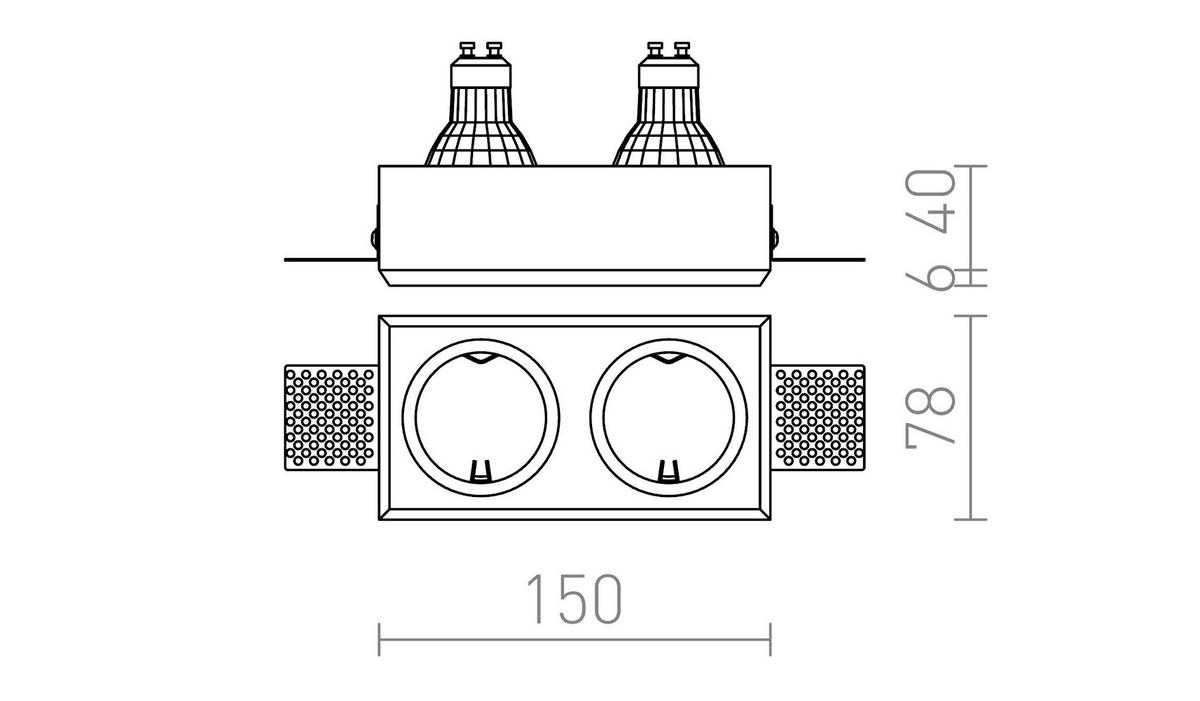 EINBAULEUCHTE QUO R II gips 16 W - Weiß, Metall (9/9/12cm) - Rendl