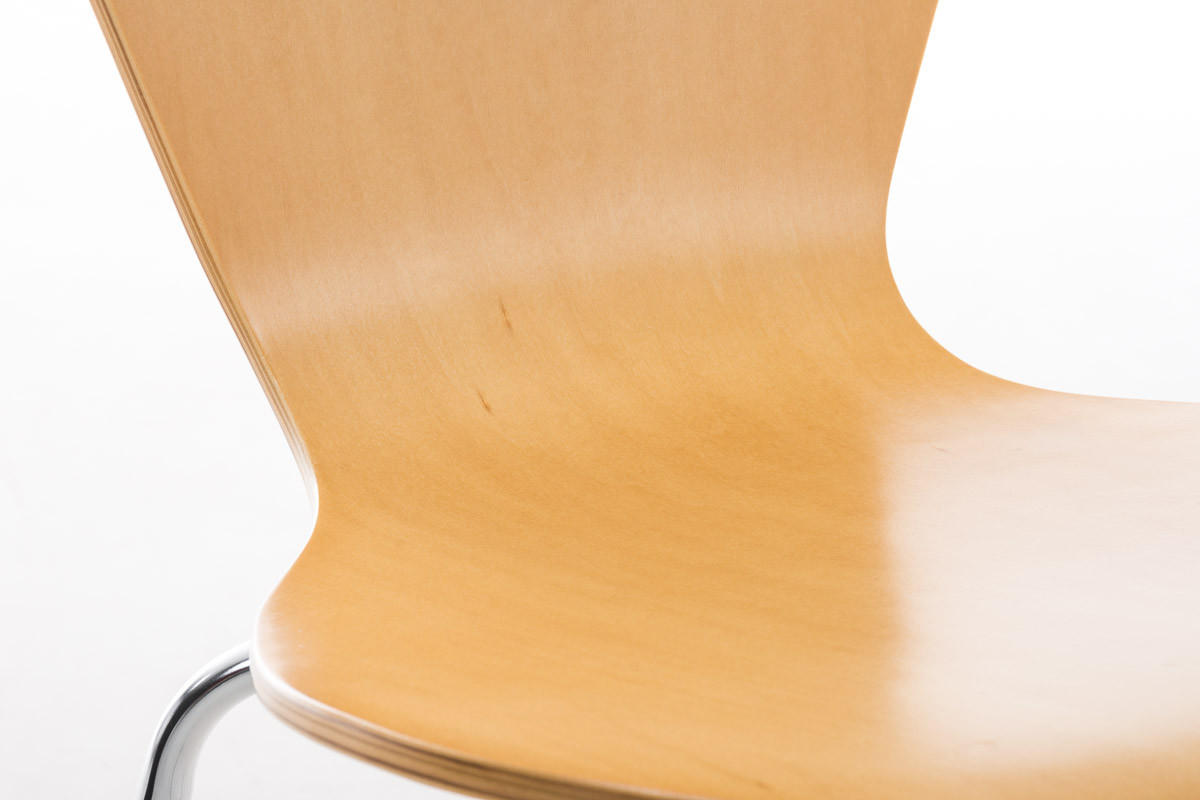 BESUCHERSTUHL Calisso mit Holzsitz und Metallgestell, Farbe: Natura - Chromfarben/Naturfarben, Holz/Metall (42/85/47cm) - TPFLiving