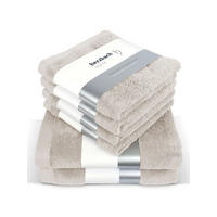6ER Set Pura Sandgrau 2x Duschtuch + 4x Handtuch - Sandfarben, Textil (50/100cm) - Herzbach Home