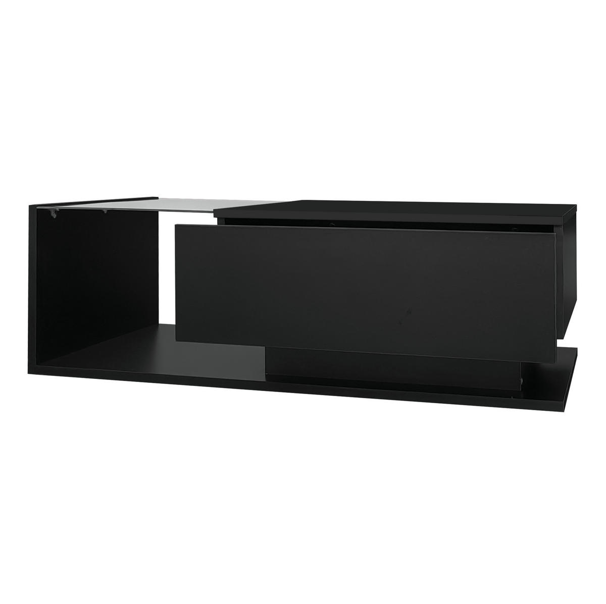COUCHTISCH, Schwarz Hochglanz mit Glasplatte und 1 Schublade, integrierte LED‑Steuerung, 100/50/32 cm,Schwarz - Schwarz, Holzwerkstoff (100/50/32cm) - Redom