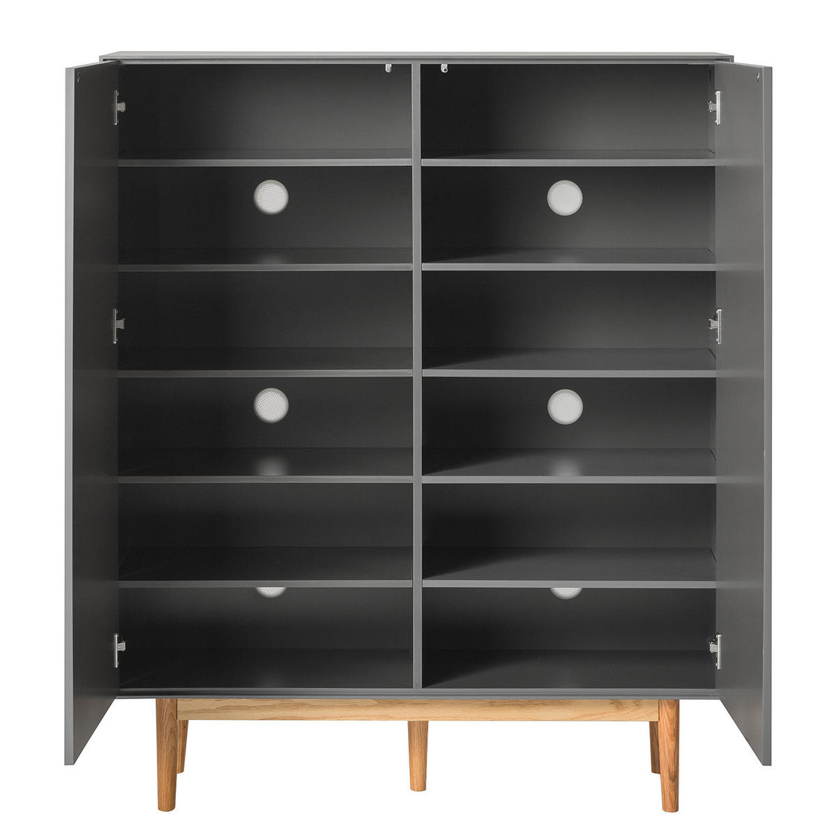 SCHUHKOMMODE mit 2 Türen - Eichefarben/Grau, Holzwerkstoff (110/132/38cm) - home24