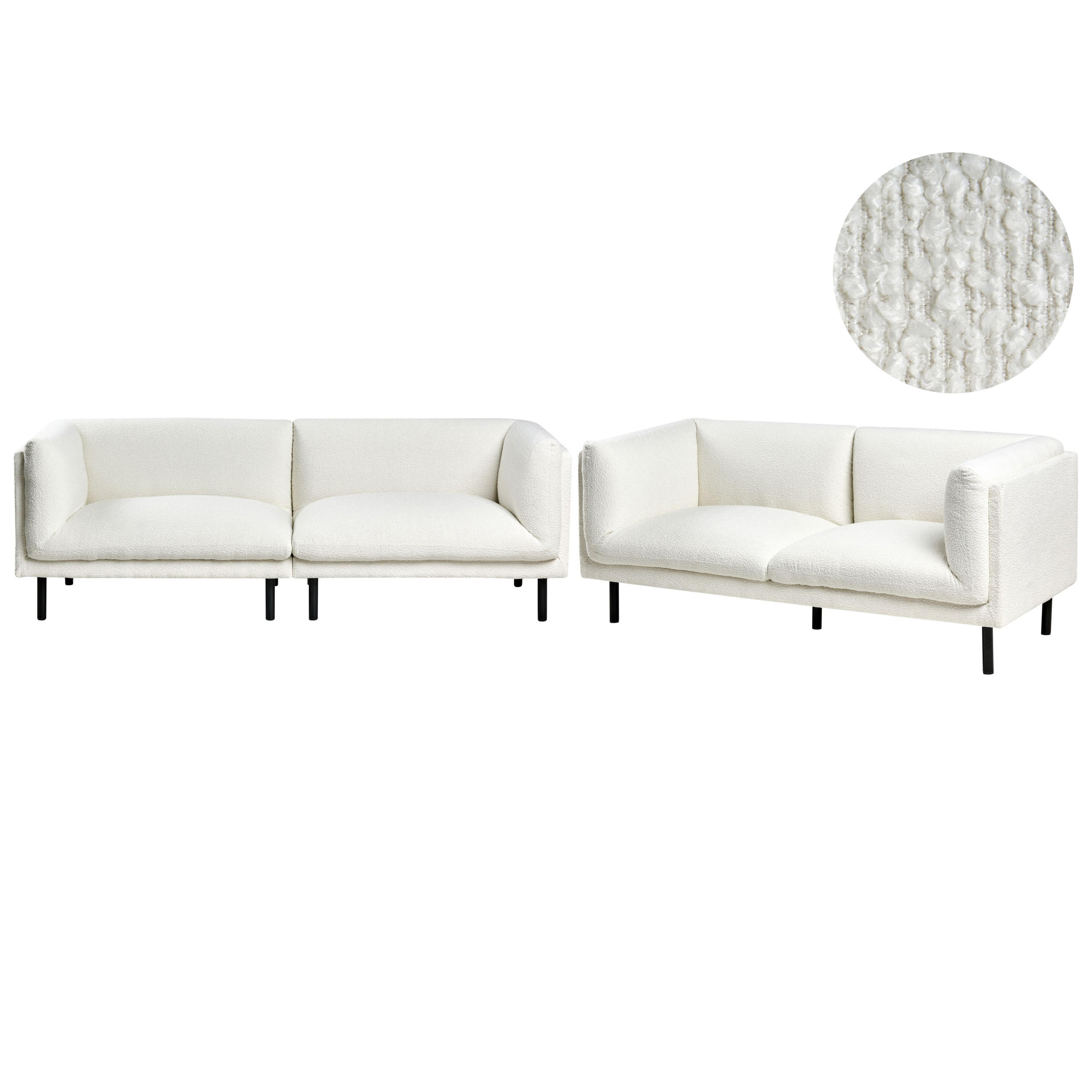 SOFA-SET 5-Sitzer Bouclé Cremeweiß Vorgod - Creme/Weiß, Textil (220/76/84cm) - Beliani