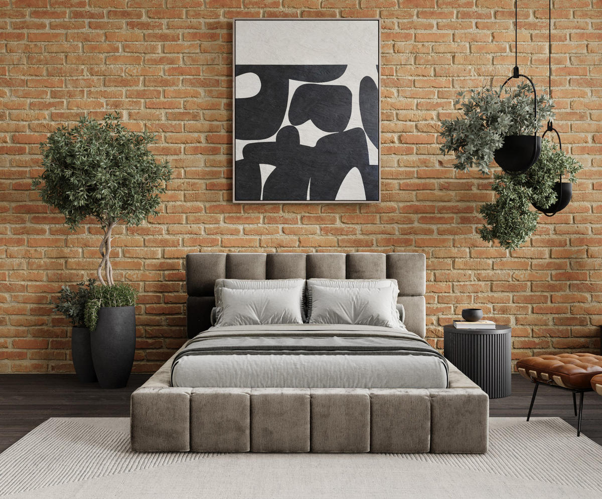 POLSTERBETT Kendal Dos Beige 200/200 cm im Chenille-Stoff - Beige/Schwarz, Holz/Holzwerkstoff (200/200cm) - Maison de Reve