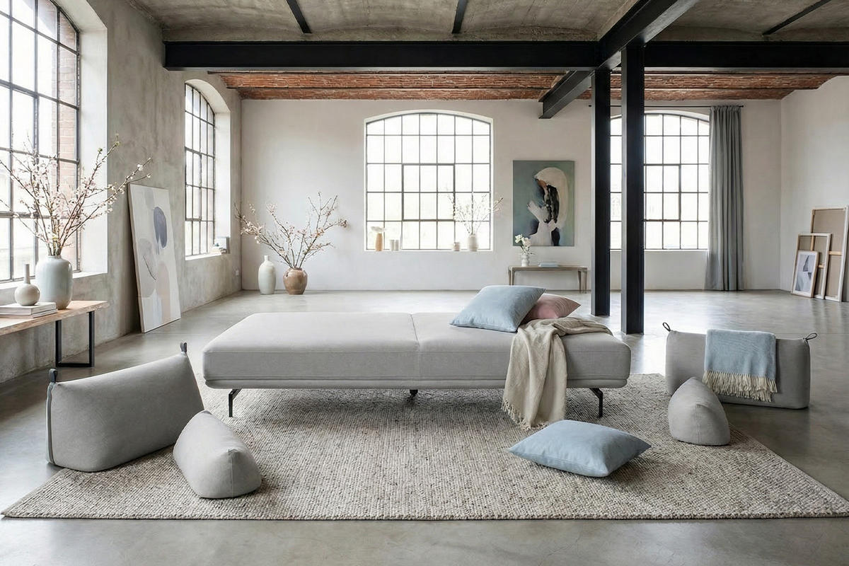 SCHLAFSOFA CANE Grau Webstoff - Schwarz/Grau, Textil/Metall (210/80/100cm) - KAWOLA