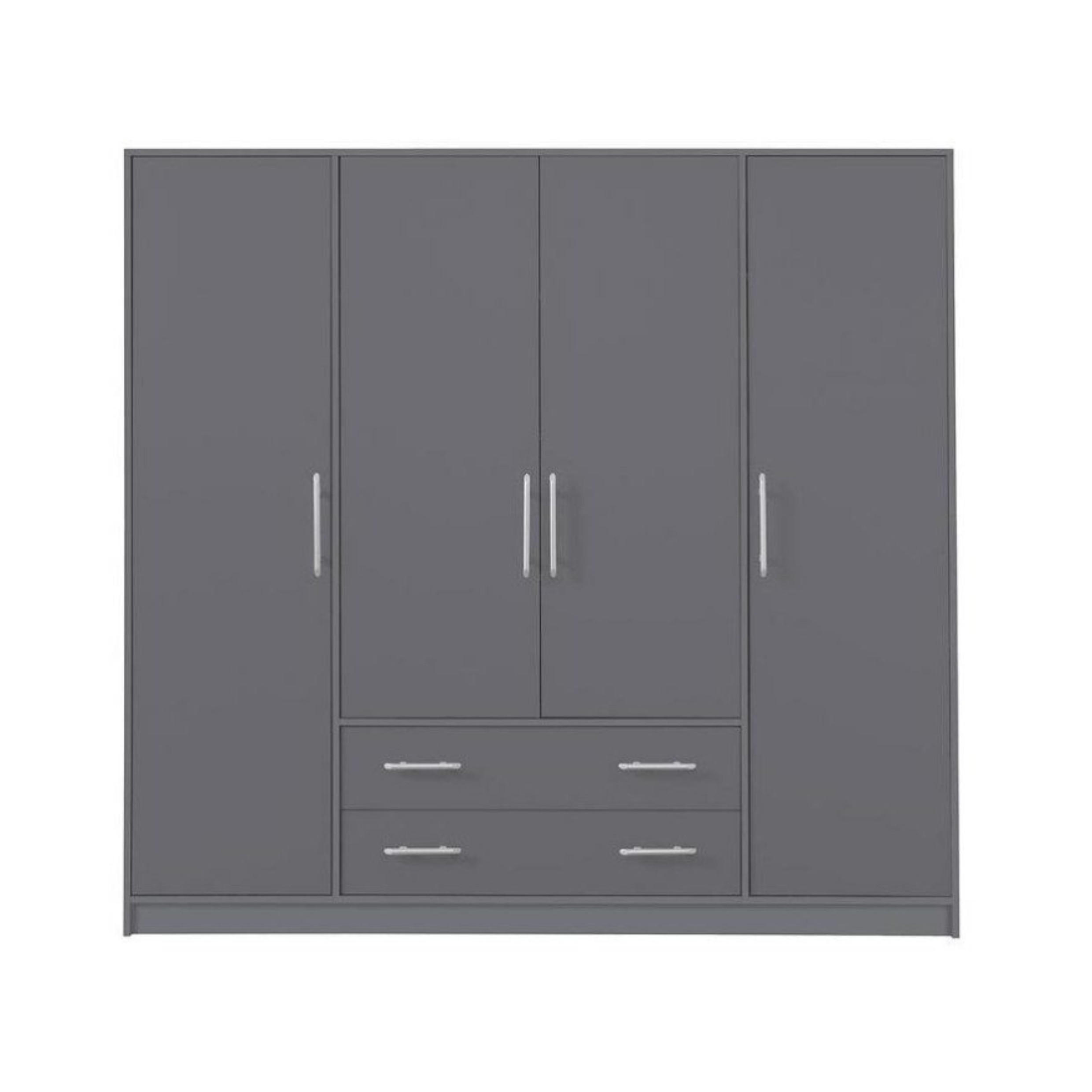 KLEIDERSCHRANK SAM SR1 200 / 190 / 56 cm 4-türig Anthrazit - Anthrazit, Holzwerkstoff (200/190/56cm) - Deine Möbel 24