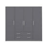 KLEIDERSCHRANK SAM SR1 200 / 190 / 56 cm 4-türig Anthrazit - Anthrazit, Holzwerkstoff (200/190/56cm) - Deine Möbel 24