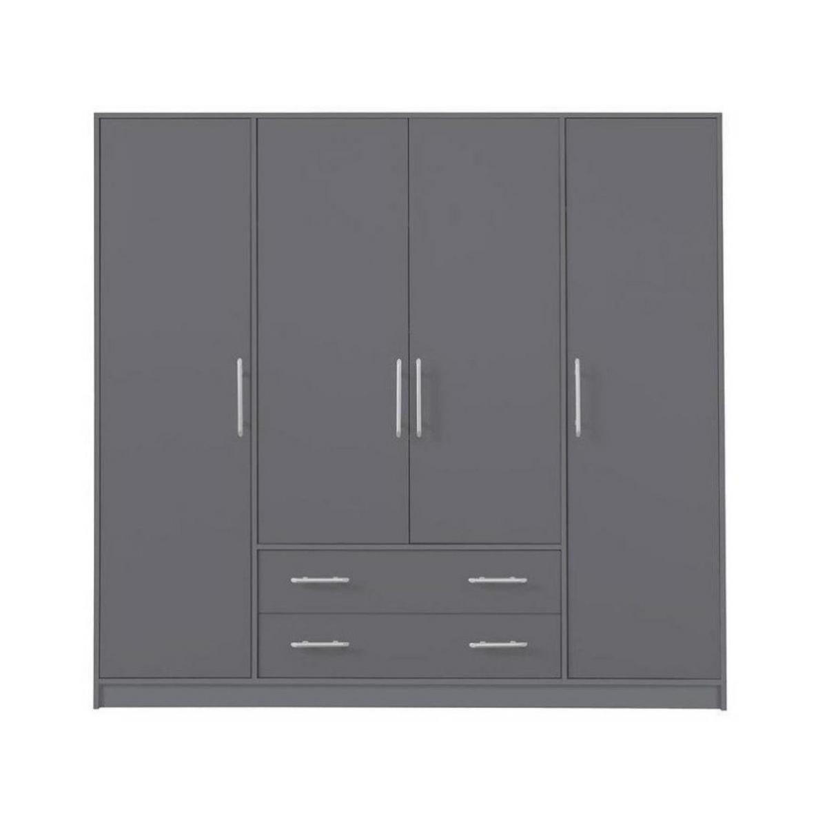 KLEIDERSCHRANK SAM SR1 200 / 190 / 56 cm 4-türig Anthrazit - Anthrazit, Holzwerkstoff (200/190/56cm) - Deine Möbel 24