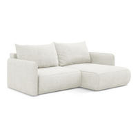 ECKSOFA mit Schlaffunktion Chenille Stoff Weiß - Schwarz/Weiß, Kunststoff/Textil (207/148cm) - Makamii