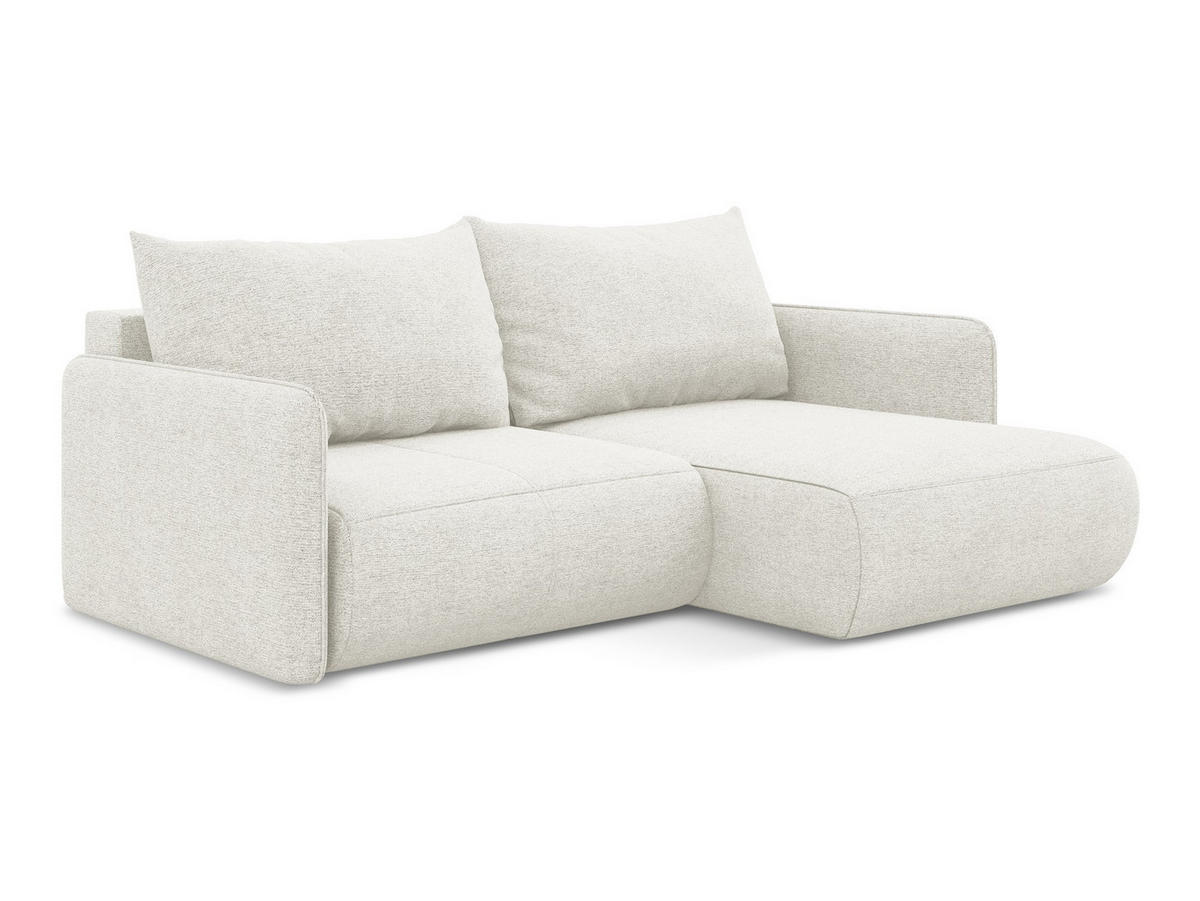 ECKSOFA mit Schlaffunktion Chenille Stoff Weiß - Schwarz/Weiß, Kunststoff/Textil (207/148cm) - Makamii