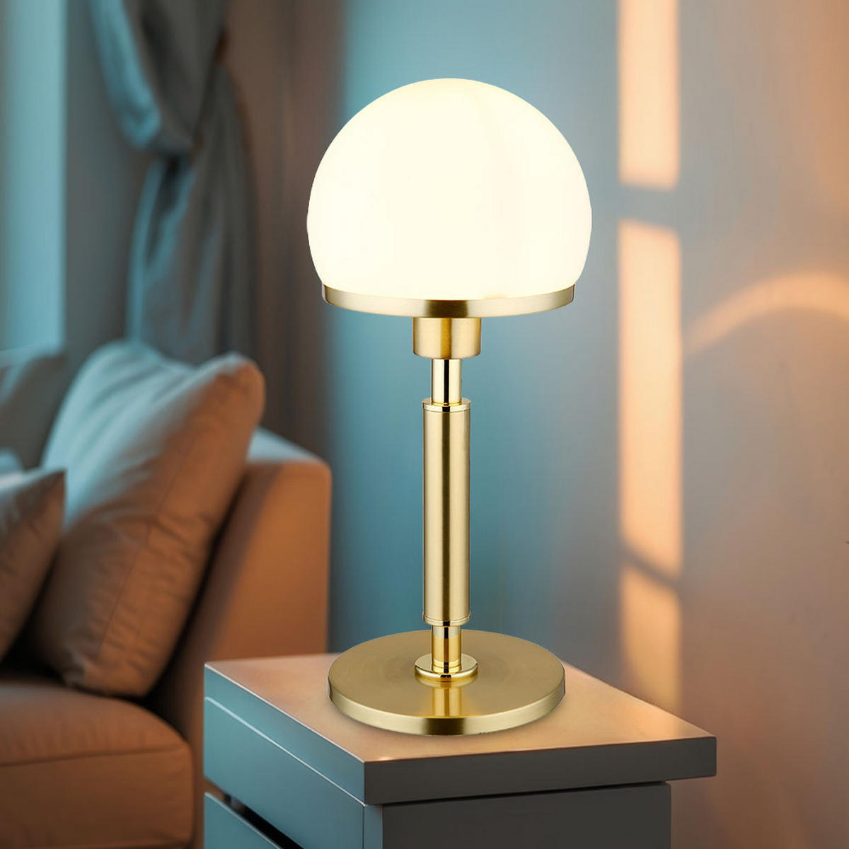 TISCHLEUCHTE Metall Messing Opalglas - Messingfarben, Glas (18/18/40cm) - Globo Lighting